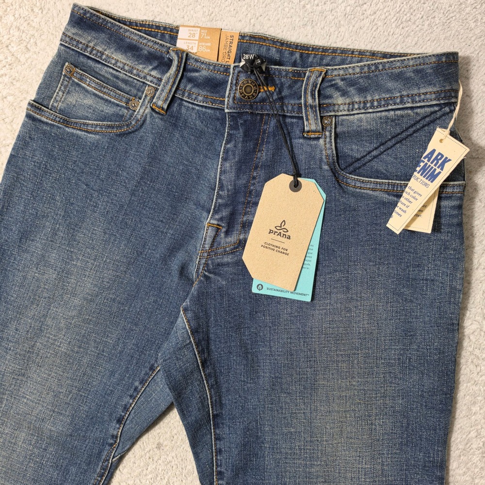 NEW! Prana Axiom Jean Mens 28/34 Antique Stone Wash Stretch Straight Leg 1965651